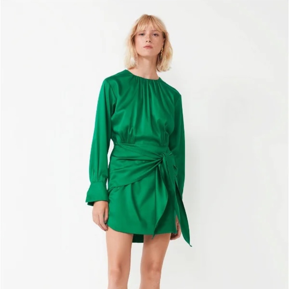 & Other Stories Satin Tie Waist Mini Dress